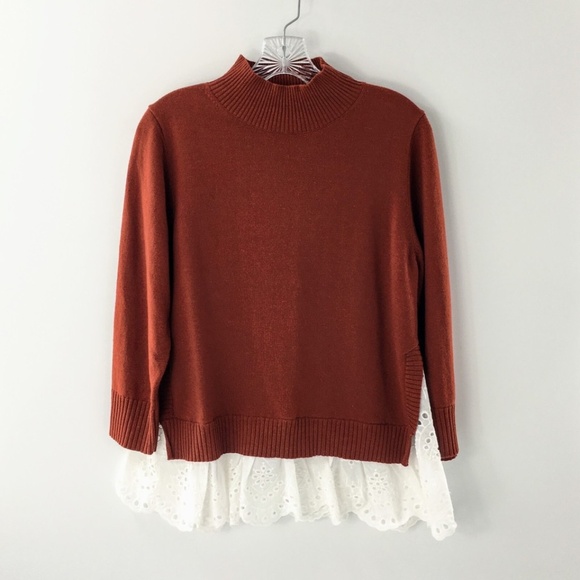 Roller Rabbit Womens Sweater Cashmere Blend 2fer Mock Neck 3/4 Sleeve Sz M - Picture 9 of 11